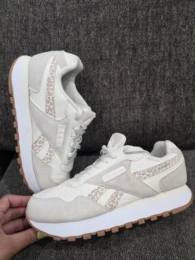 Reebok Women's Cream & Tan Leopard Retro Runner Sneakers